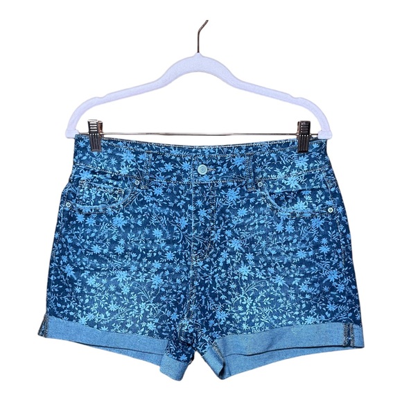 TIME AND TRU Mid Rise Floral Denim Shorts 8 NWOT - Picture 2 of 7